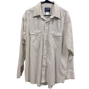 Wrangler Snap Up Cowboy Cut Western Regular Fit Shirt XL Tails Striped 17.5 Neck